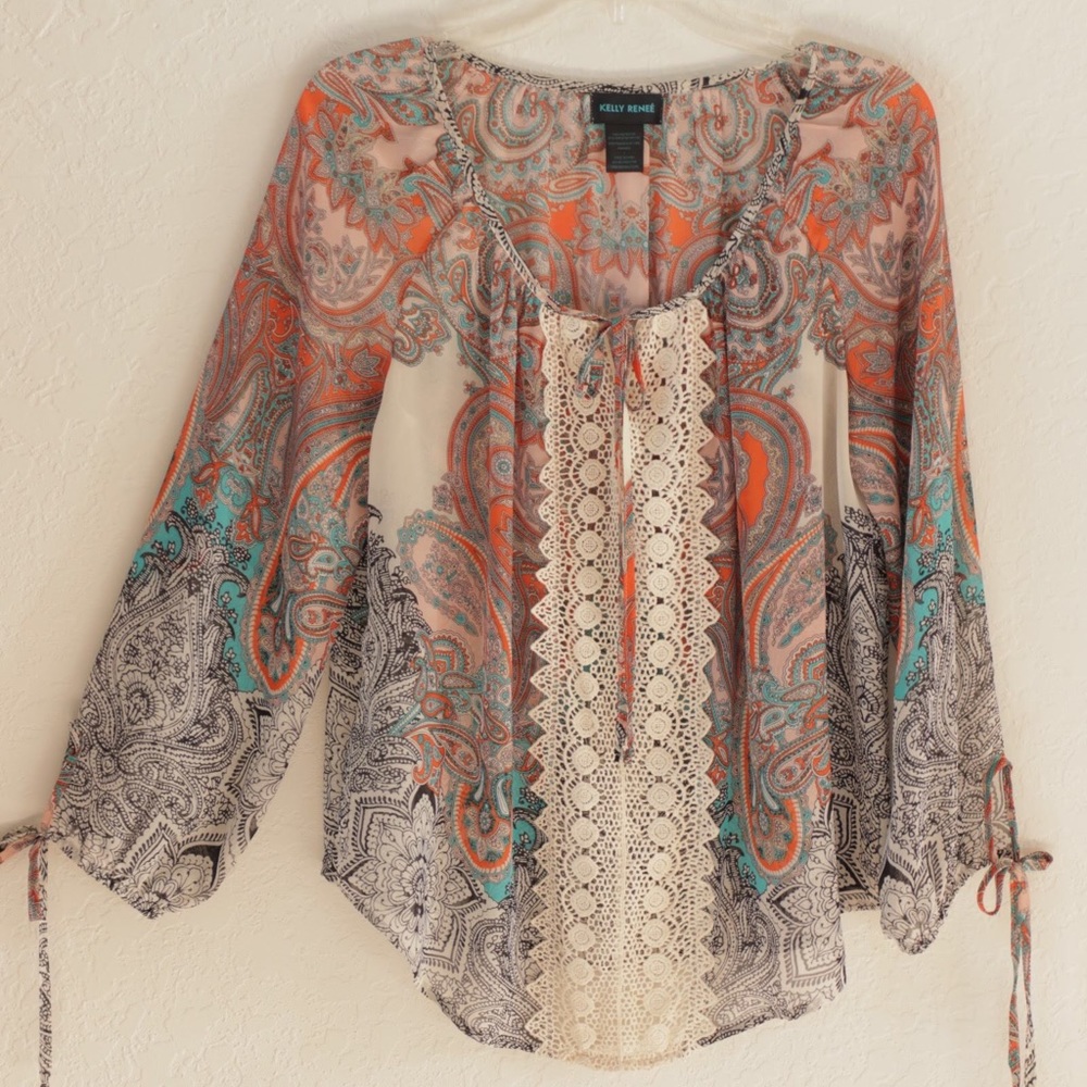 Lace Blouse, paisley design, 3/4 sleeve